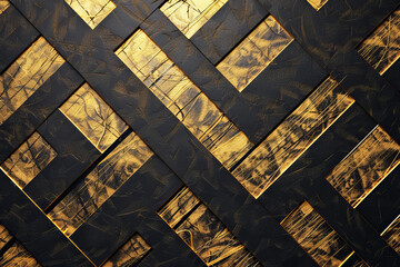Poster - A luxurious background with a pattern of golden lines crisscrossing against a black backdrop, creating an abstract design that is both modern and opulent.