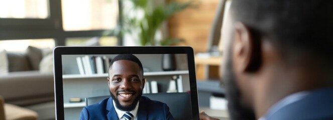 Poster - man working on laptop computer generative ai