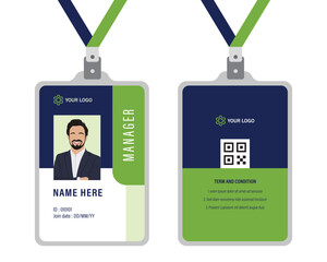 Wall Mural - professional corporate id card template, clean green id card design with realistic mockup