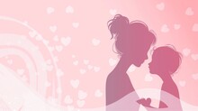 A Pink Background With A Mother And Son Outline, A Mothers Day Background, A Pink Color Mothers Day Background, A Pink Love Background, A Love Background, Mother And Son Love, Love Pink Background