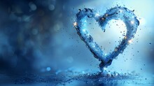  A Floating Blue Heart On A Water Body, Illuminated By Heart-shaped Lights