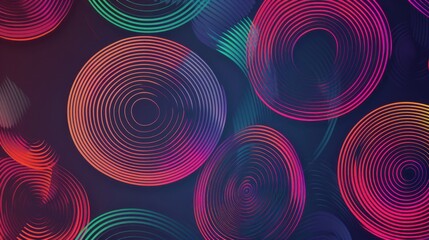 Wall Mural - Background with abstract circles and lines in vibrant color texture. AI generated image