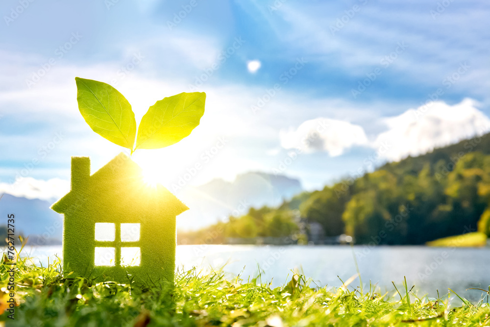 Haus Nachhaltigkeit, Konzept, in Landschaft 