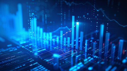 Poster - Futuristic financial growth concept with glowing 3d graph