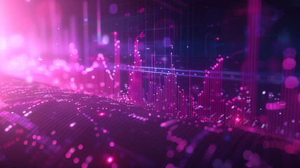 Wall Mural - Abstract digital landscape with glowing particles
