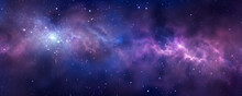 A Vast Expanse Of Space Filled With Numerous Stars Twinkling Against A Backdrop Of Billowing Clouds. The Stars Shine Brightly Through The Gaps In The Clouds, Creating. Banner. Copy Space