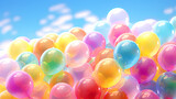 Fototapeta Sypialnia - April fools day colorful balloons blur background