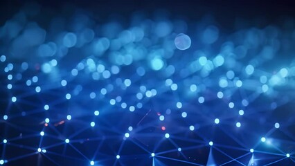 Poster - Abstract blue background with connecting dots and lines. Network concept. 3d rendering, Abstract blue technology background. Network connection structure. 3d rendering, AI Generated