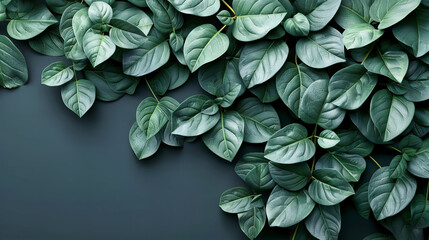 Wall Mural - Lush Greenery Background, Texture of Fresh Leaves, Vibrant Nature Pattern, Concept of Growth and Vitality