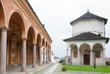 Corridor And Church Of Santi Gervasio And Protasio, Baveno, Italy.