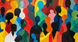 © SKIMP Art - abstract painting of a crowd of diverse people depicted in simple shapes and colors Generative AI