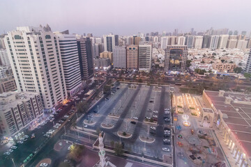 Wall Mural - Aerial view of Zayed the First parking in the Abu Dhabi downtown, United Arab Emirates.