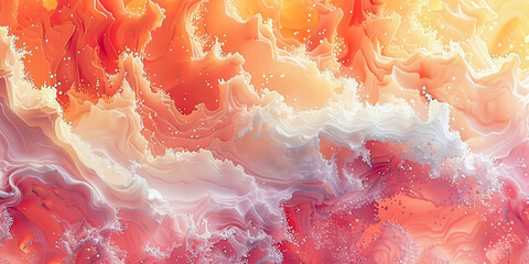 Wall Mural - Elegant Peach-Toned Fabric Waves Flowing in Soft Light peach fuzz color 2024