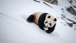 A Giant Panda Sliding Down A Snowy Slope Upscaled 5