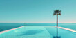 © NILSEN Studio - Infinity pool merges with serene blue horizon under a single palm tree in a tranquil escape. Generative AI.