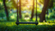 International Missing Children's Day, 25 may, an empty swing in a nature park 