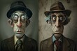 The man makes a funny face. A funny portrait of a man. 3d illustration