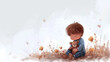 © Mahnoor - International Missing Children's Day vector. Sad lost boy hugging his teddy bear vector. Lost children vector illustration. Important day