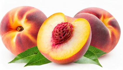 Wall Mural - peach fruit isolated on white or transparent background one whole peach fruit