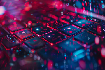 Poster - An abstract background featuring a close-up of a computer keyboard