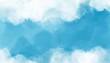 blue and white background of digital watercolor clouds on bright blue background abstract painted white smoke or haze in blotches and blobs on bright blue border