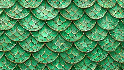 Wall Mural - green dragon scale pattern close up luxury background texture for wallpaper