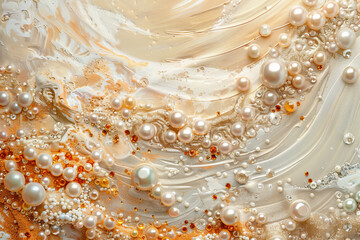 Wall Mural - An abstract background featuring a sea of pearls, their lustrous sheen creating a sense of timeless luxury