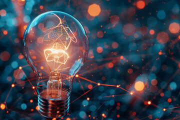 Poster - An abstract business background featuring a close-up of a light bulb