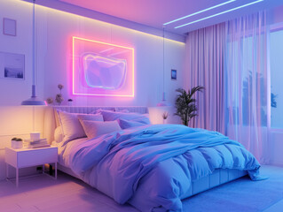 Wall Mural - modern neon bedroom vibes, bedroom interior design
