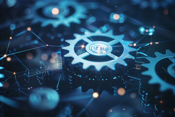 Poster - An abstract business background featuring a network of interconnected gears