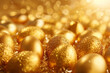 golden Easter eggs on a background