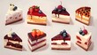 Set of delicious cheesecakes cut out. Based on Generative AI
