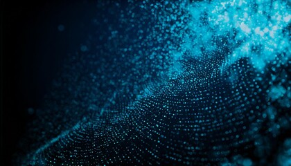 abstract background of dark blue particles and soft blurred glow