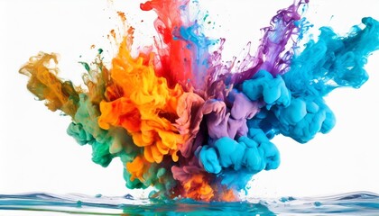 Canvas Print - color explosion ink in water isolated on white background