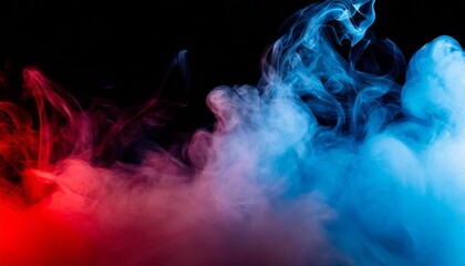 Sticker - red and blue smoke on black background