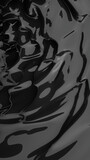 Fototapeta  - Abstract black vertical background. Black wavy liquid. Dark luxury texture. Oil, petroleum, rock-oil. Silk, satin. Black tar, gum. 3d rendering illustration not AI
