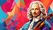 Antonio Vivaldi colorful geometric shapes background. Digital painting. Vector illustration from Generative AI