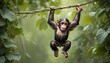 A Playful Baby Chimpanzee Swinging From Vine To VI Upscaled 27