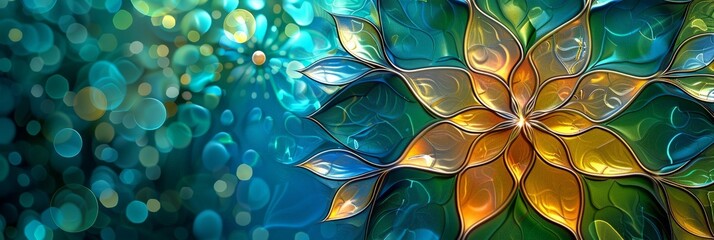 Poster - A delicate flower in full bloom, painted in vivid detail against a serene blue background