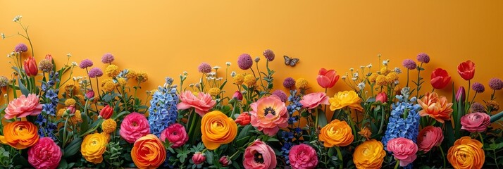 Aufkleber - A vibrant bunch of flowers is blooming in front of a weathered wall, creating a stark contrast between nature and man-made structure