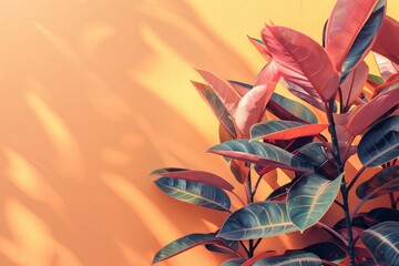Poster - A detailed view of a plant with vibrant red leaves, showcasing its intricate patterns and rich color under the sunlight