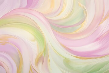 Poster - A vibrant abstract painting featuring a swirling blend of pink, yellow, and green colors, creating a dynamic and playful composition