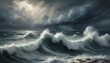 Evocative Stormy Seascape With Crashing Waves And Upscaled 4