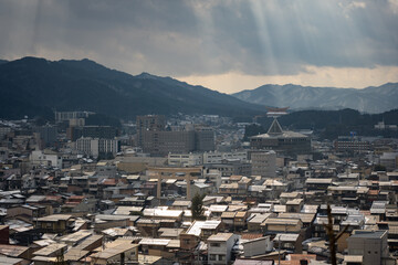 Wall Mural - Japanese alps in Gifu prefecture, Takayama covered in snow