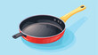 Illustration of frying pan. Stylized kitchen utensile