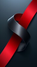 A Red And Black Ribbon Is Twisted Into A Spiral