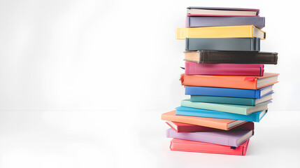 Wall Mural - A stack of colorful notebooks on top of each other. The books are of different colors and sizes. Concept of organization and creativity, as the books are arranged in a visually appealing manner