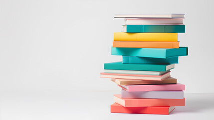Wall Mural - A stack of colorful notebooks on top of each other. The books are of different colors and sizes. Concept of organization and creativity, as the books are arranged in a visually appealing manner