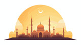 Fototapeta Londyn - Mosque silhouette ramadan kareem islamic icon logo