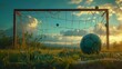 soccer ball in goalpost